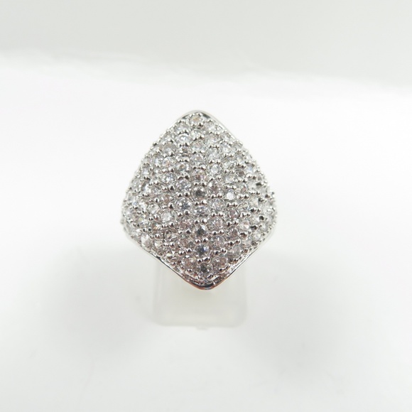 925 Silver petite CZ Diamonds Ring - Picture 1 of 6